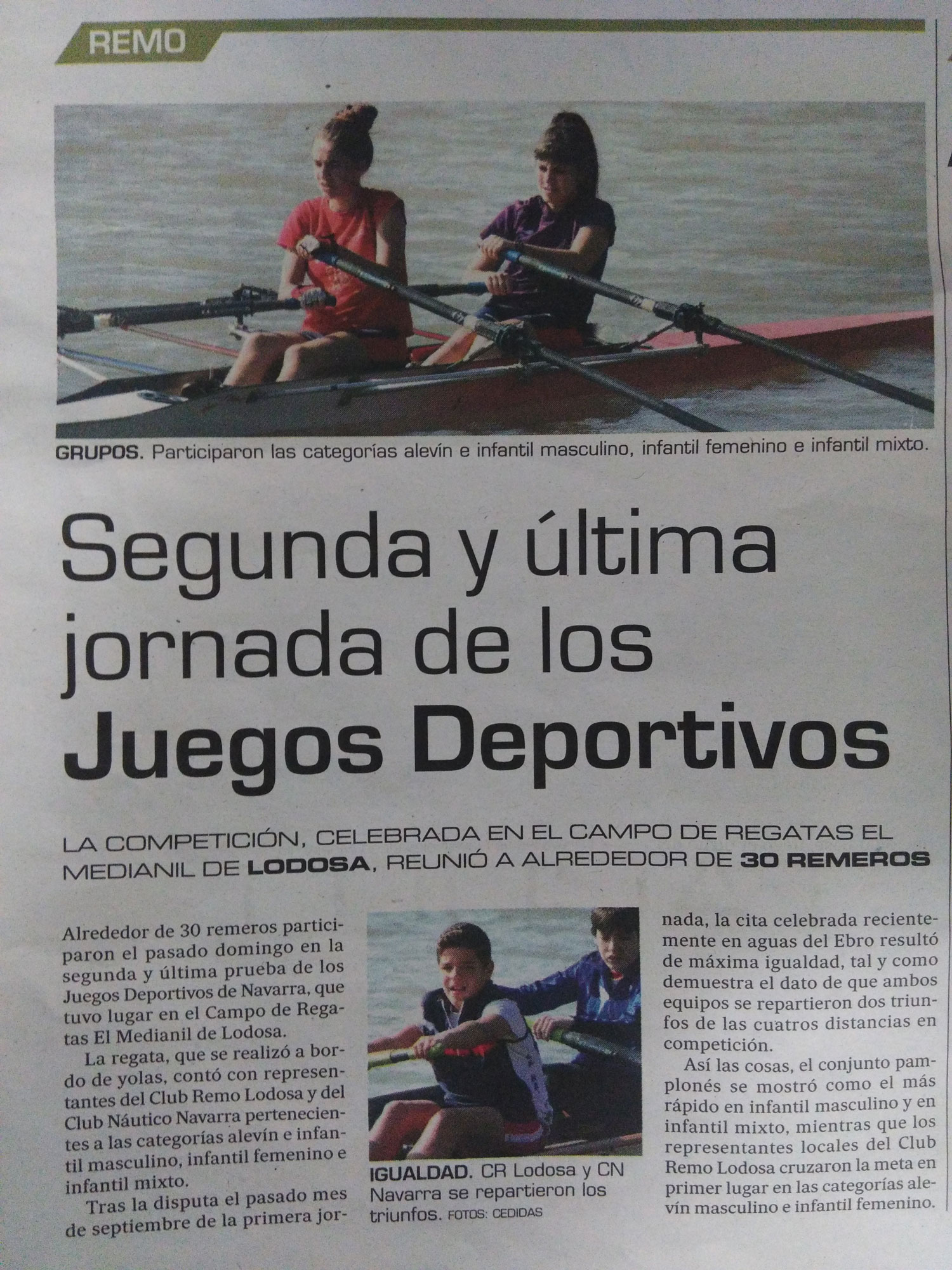 Aparici&oacute;n en prensa de la 2&ordf; Jornada de los Juegos Deportivos de Navarra